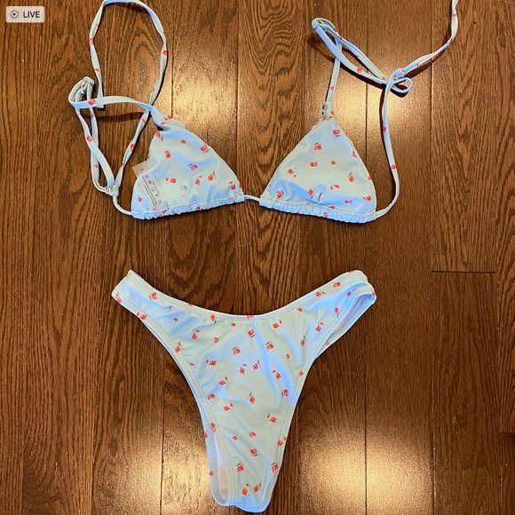 NWOT Blue Pink Flower Bikini - Size XS / S - Picture 4 of 4